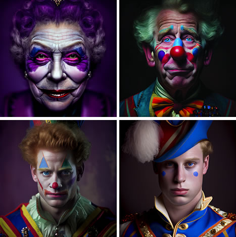 Brilliant prints, The Royal Family as Clowns, limited art prints for sale