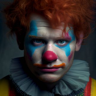 Brilliant prints, Ed Sheeran as a clown, limited art print for sale