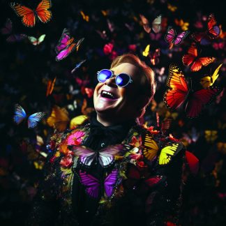 Brilliant prints, Elton John with butterflies limited art print for sale