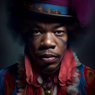 Brilliant prints, Jimi Hendrix as a clown, limited art print for sale