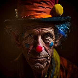 Brilliant prints Keith Richards as a clown limited art print for sale