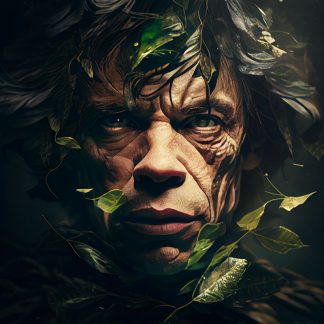 Brilliant prints Mick Jagger with leaves limited art print for sale