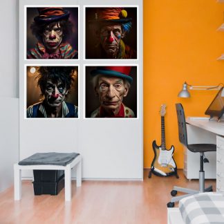 brilliant prints, Rolling Stones set of four, as clowns, limited art print for sale online