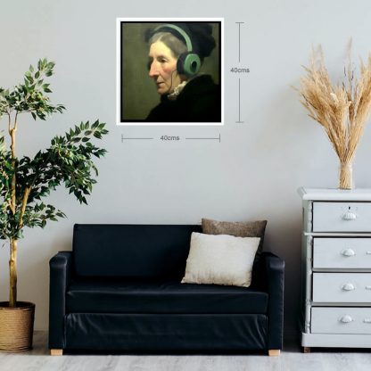 brilliant prints, Whistler's Mother with Headphones in situ, limited art print for sale online