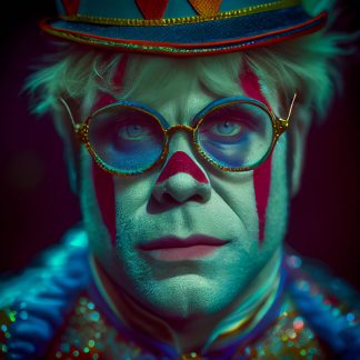 Brilliant prints younger Elton John as a clown limited art print for sale
