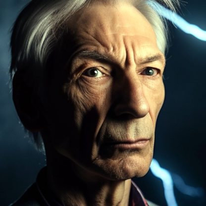 Brilliant prints, Charlie Watts as a Rock God, limited edition fine art prints for sale, actual size