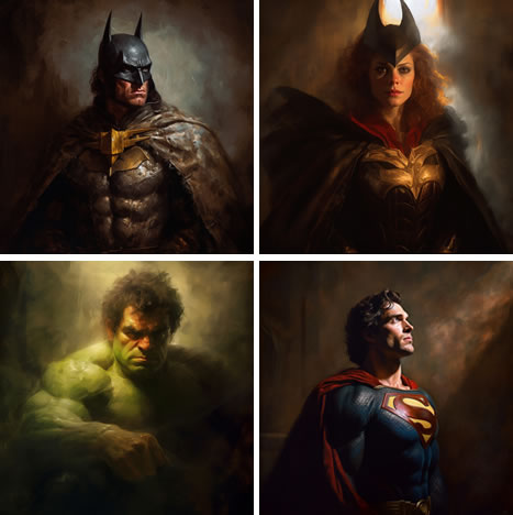 Brilliant Prints, superheros as painted by Rembrandt, limited edition fine art prints for sale