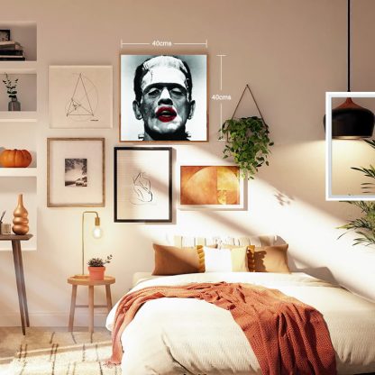 A limited edition fine art print portrait of Frankenstein wearing lipstick in Situ