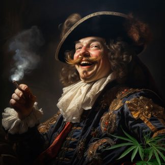 Brilliant Prints, The Laughing Cavalier painting by Frans Hals, smoking a Spliff, limited art print