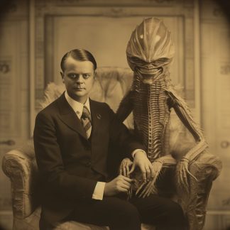 Brilliant prints, An Edwardian photograph of a man with an alien, number 1, limited art print for sale
