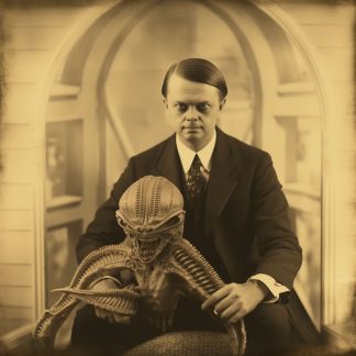 Brilliant prints, An Edwardian photograph of a man with an alien, number 2, limited art print for sale