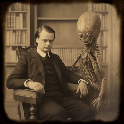 Brilliant prints, An Edwardian photograph of a man with an alien, number 3, limited art print for sale