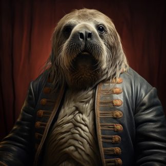 A limited edition fine art print portrait of a Walrus dressed as Napoleon bonaparte