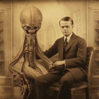 Brilliant prints, An Edwardian photograph of a man with an alien, number 5, limited art print for sale