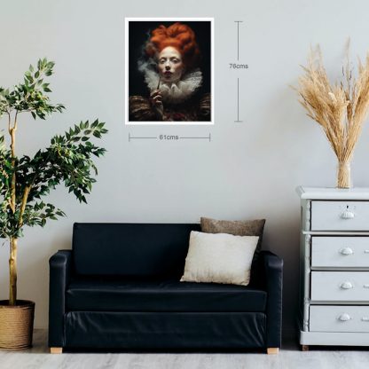 Brilliant prints, Queen Elizabeth I, smoking limited edition huge print in situ