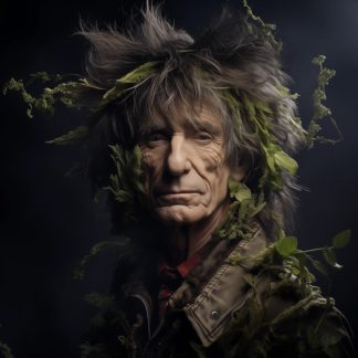 Brilliant prints Ronnie Wood with leaves version 2 limited art print for sale