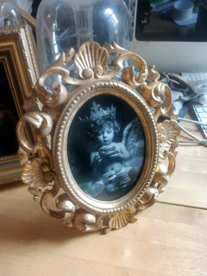 Brilliant prints Fast Food Cherub limited art print for sale - shown in vintage frame large