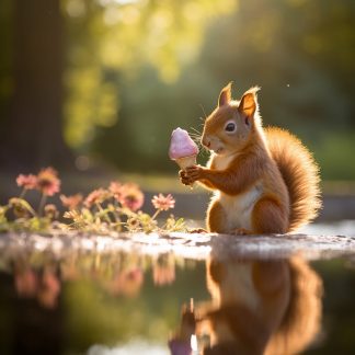 Brilliant prints, red squirrel eating an ice cream Summer #2 main photo